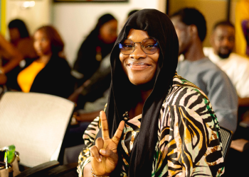 Woman with long hair smiling